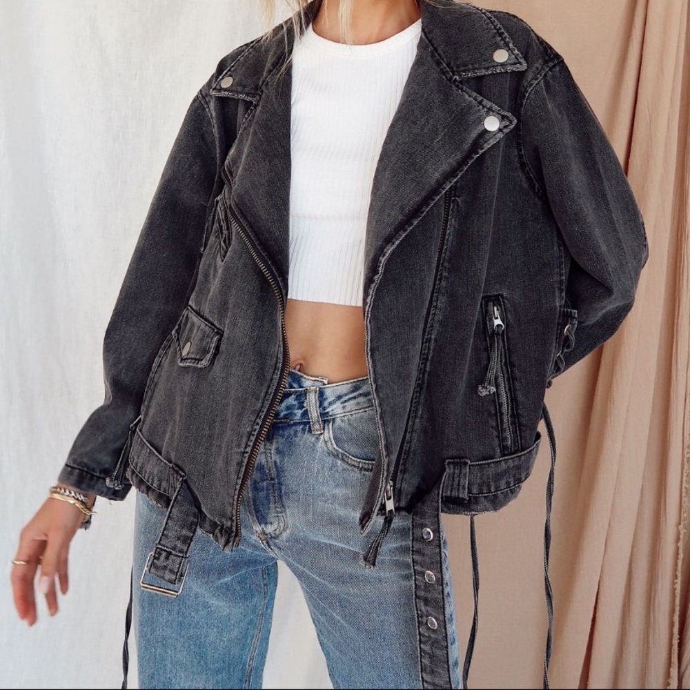 12th Tribe Jet Setter Black Denim Jacket